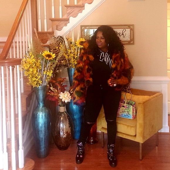 Multicolored Faux Fur Coat - Picture 5 of 5